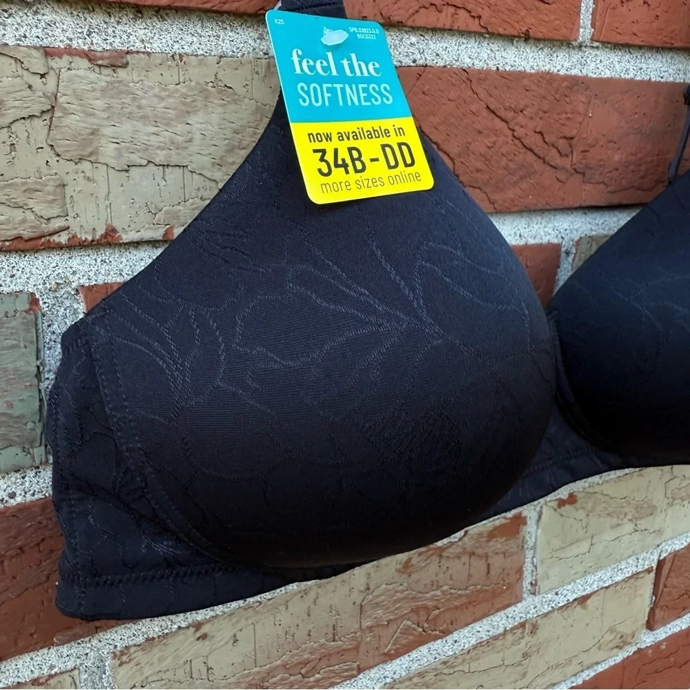 Vanity Fair NWT Body Shine Full Coverage Black Wirefree T-shirt Bra 72298 🖤